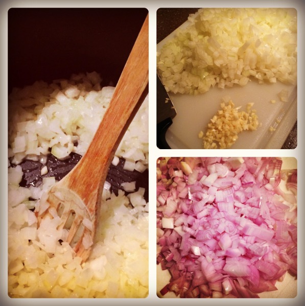 saute onion garlic shallots Collage